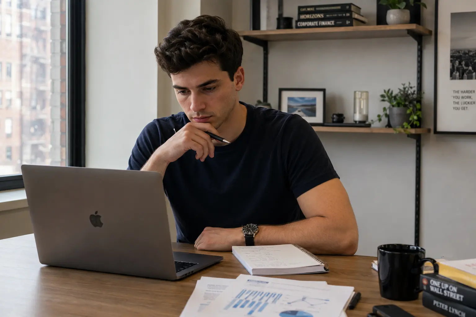 Investor comparing stocks and ETFs while analyzing financial data on a laptop.